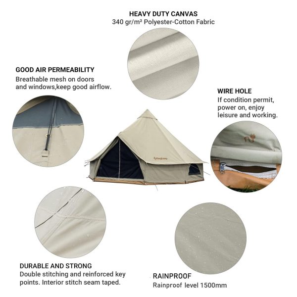 KingCamp 4-Season Khan Canvas Bell Tent-13ft/16.4ft